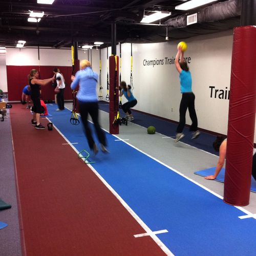 Clients working hard in a BootCamp Workout