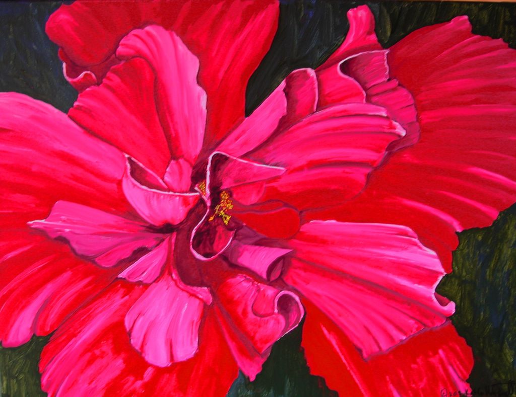 "Ruby Red Queen" 18 x 24 Watercolor and Acrylic on