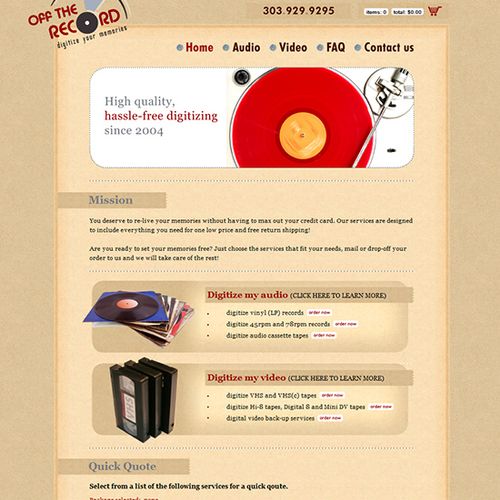 retro looking web site design for media transfer. 