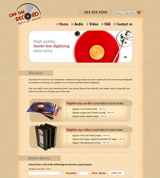 retro looking web site design for media transfer. 