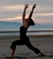Doing yoga out on the Great Salt Lake salt flats d