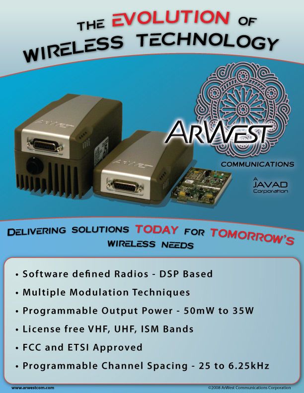 Full page brochure for ArWest Communications Corpo