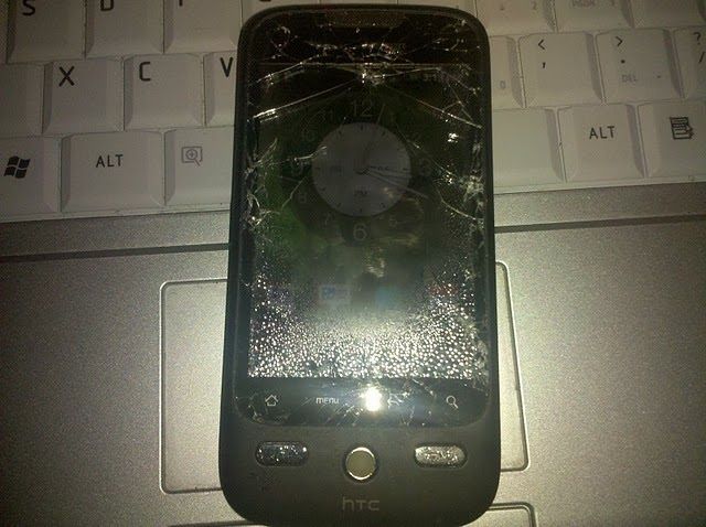 Broken HTC Droid before repair