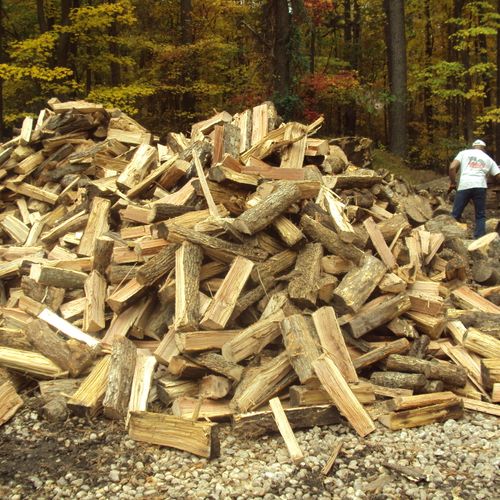 Pile of firewood ready for delivery.