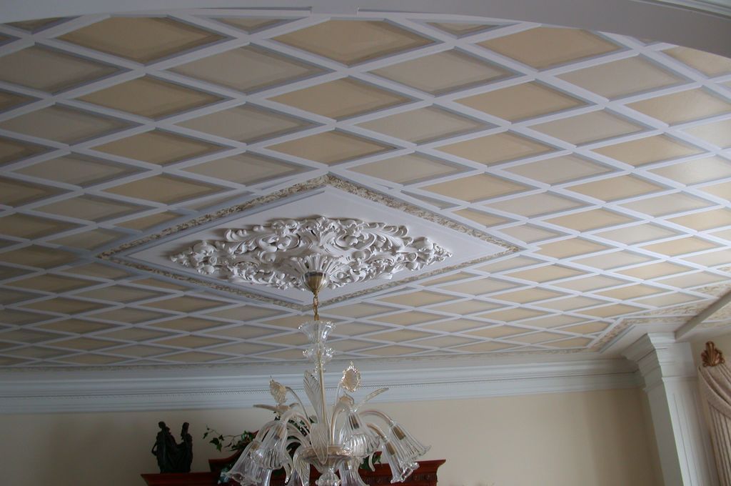 Latice work, faux painting of kitchen ceiling