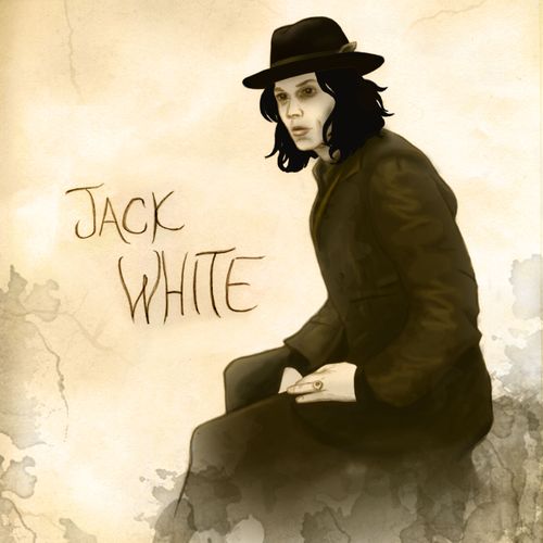 Poster of Jack White.  Hand drawn and then painted