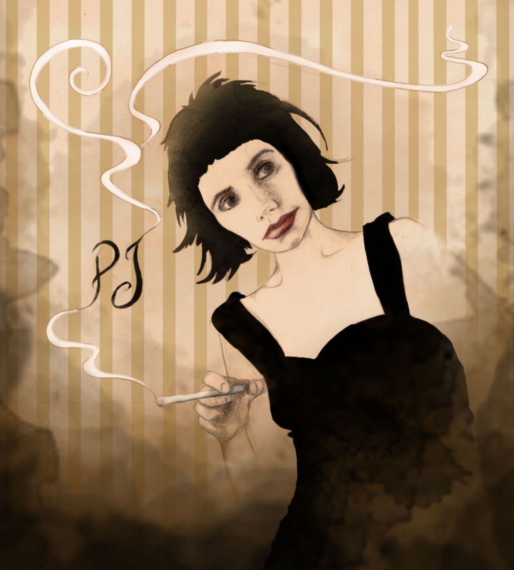 Poster of PJ Harvey.  Hand drawn and then painted 