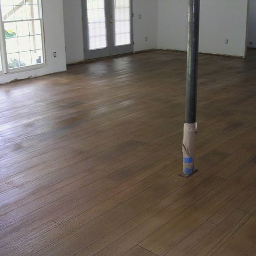 Wood finish floor in a basement.