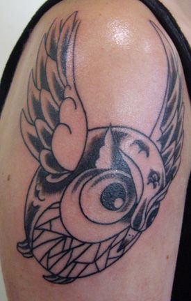Black and Grey neo-traditional Owl