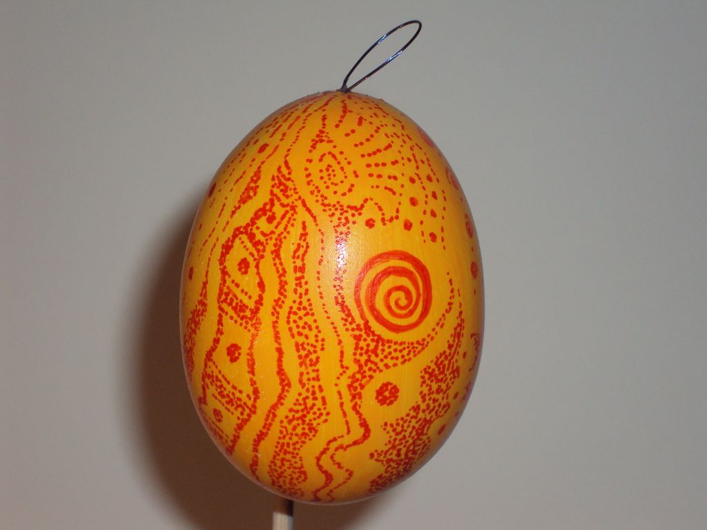 Orginal hand-painted designs on blown-out chicken 