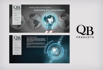 QB Products web design and logo