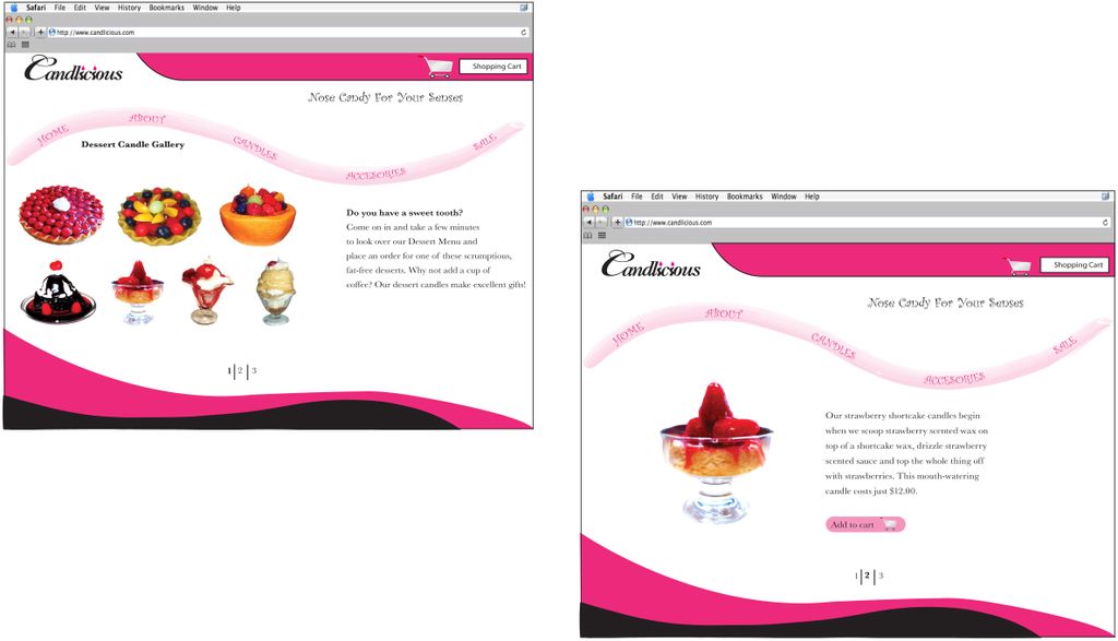 Other pages of website I created for client called