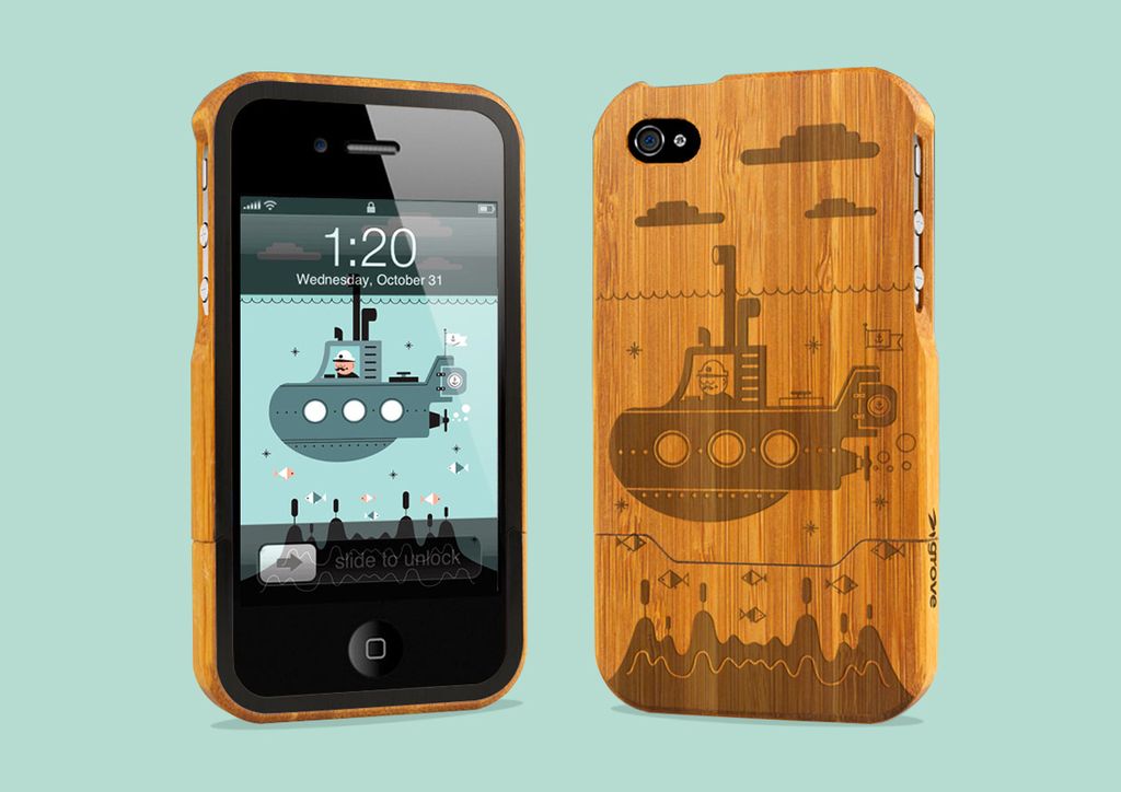 Laser engraved bamboo iPhone4 case from Grovemade.
