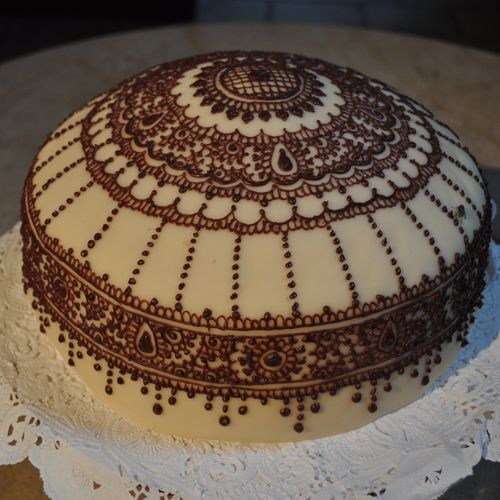 Cake with henna design.  Of course, we use chocola