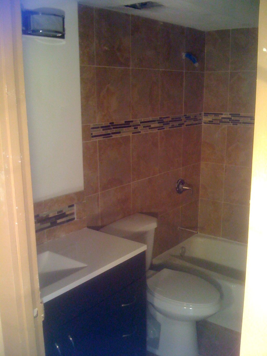 Here is the finished bathroom. New tile and paint 