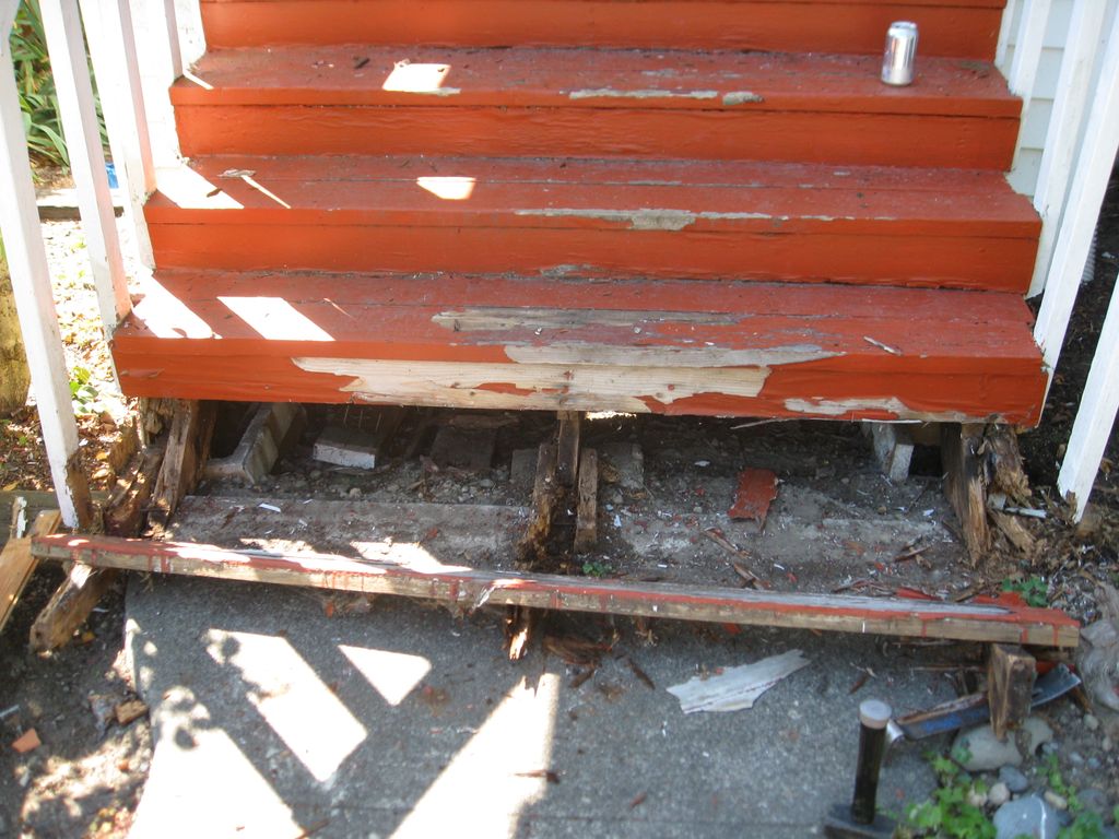 We repair rotted wood structures such as these sta