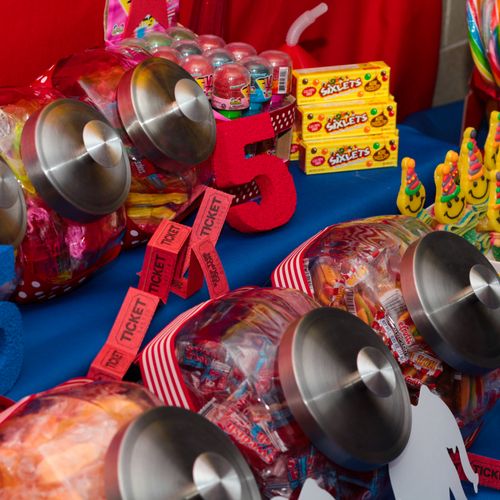Children's carnival party candy buffet