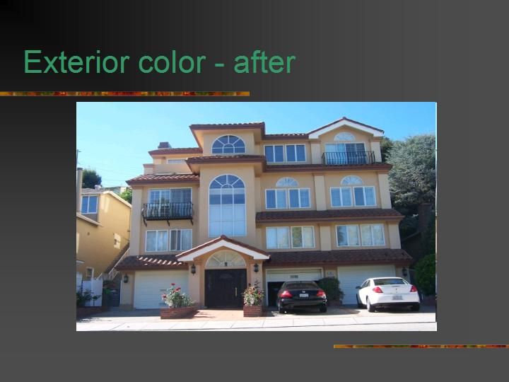 Exterior color- highlight the architectural featur