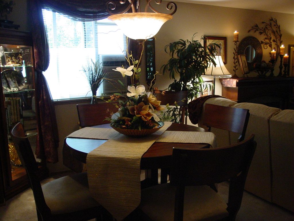 A dining area just loaded with style and interest.