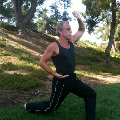 Tai Chi - Cross Stance with High Block.
