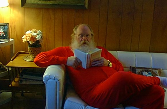 Candid photo of Santa at home.