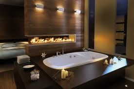 This home bathroom features lighting design for an