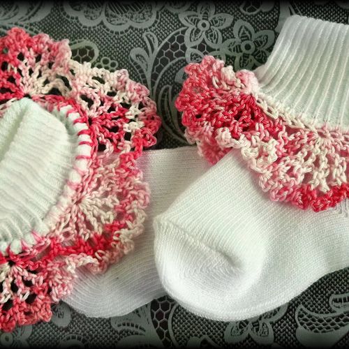 Sample: Irish Lace Crocheted Ruffle Trim Socks