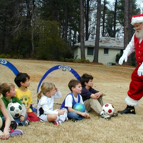 Santa at soccer camp