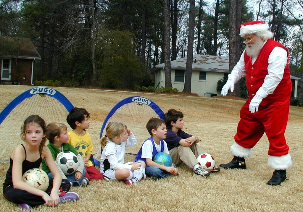 Santa at soccer camp