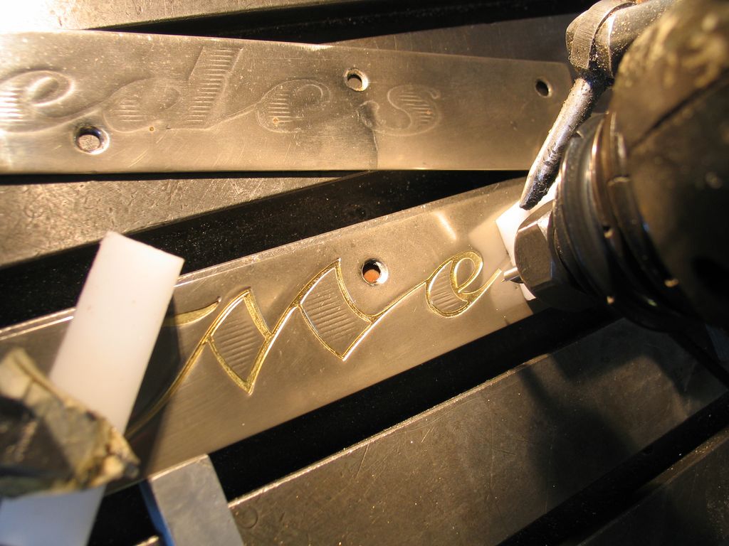 Mercedes door sills being re-engraved