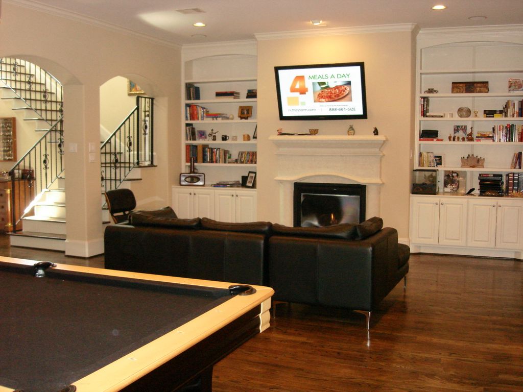 Basement home theatre installation.  Custom mounti