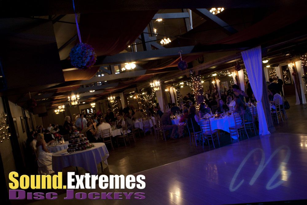 Wedding with wash lighting and monogram effect.