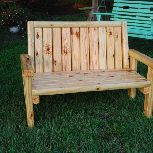 A lawn bench for two. Perfect for spending those s