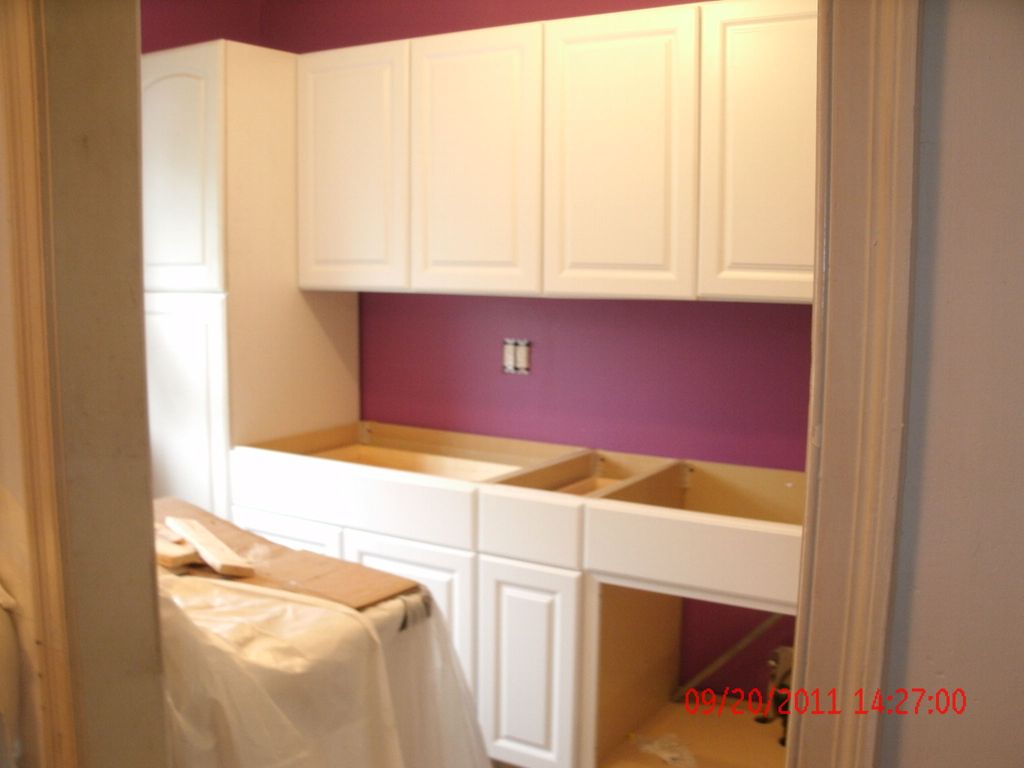 new cabinets waiting on custom counter top