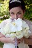 Bridal bouquet with all white roses and orchids