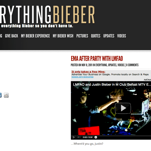 A fan site dedicated to "Everything" Justin Bieber