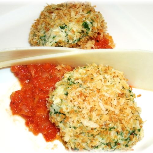 Spinach & Goat Cheese Dumplings w/Roasted Tomato &