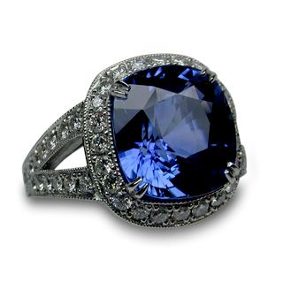 Sapphire and pave ring