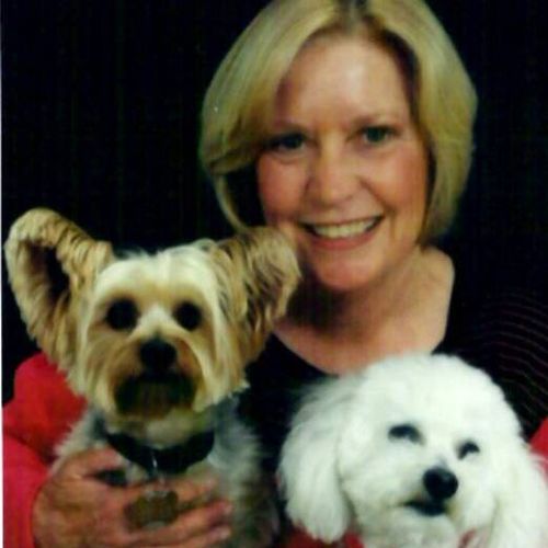 Linda the owner with her two doggies, Elena & Dijo