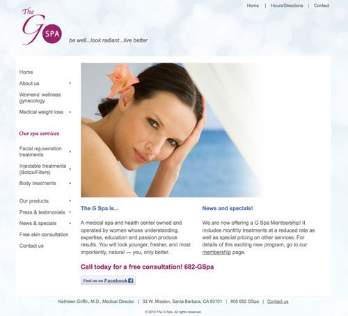 Website design for a local medical spa.