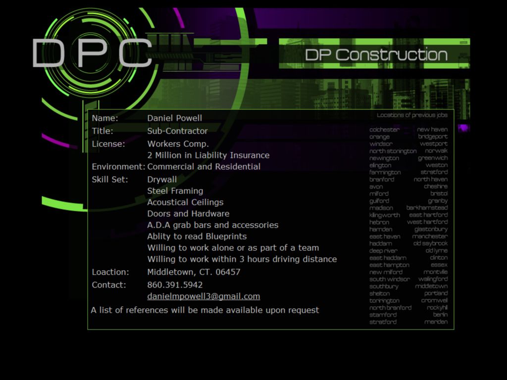 DP Construction's home page
designed by Digital De