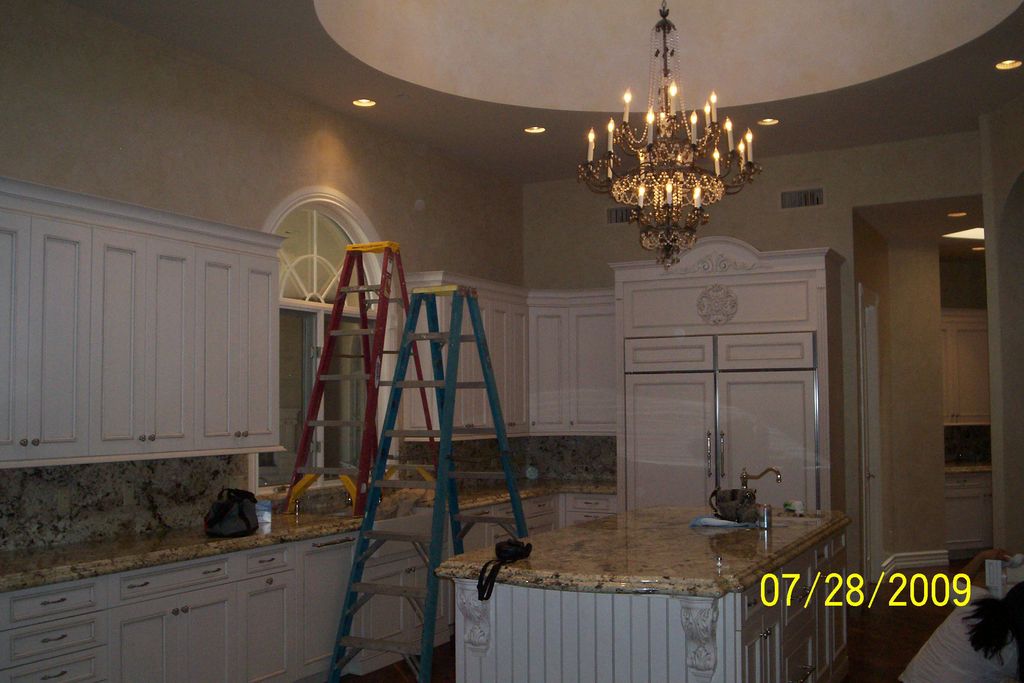 Installed, imported kitchen chandelier