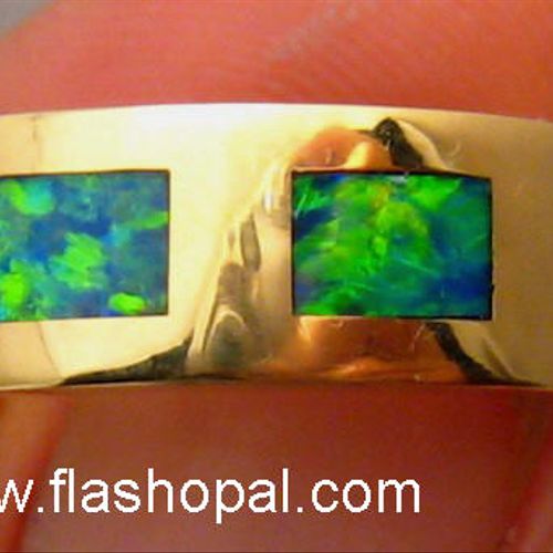 Mens Opal Ring or Wedding Band in Solid Gold