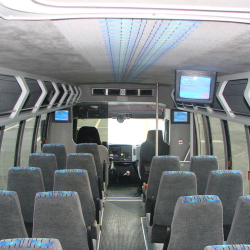 inside 31 passenger minibus by charter bus r us