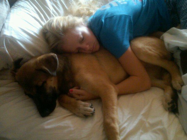 Napping with my foster Charlotte from the German S