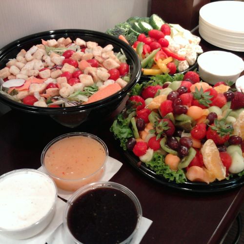fruit salad and Greek salad