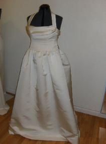 Custom-made dupioni silk halter dress with pockets