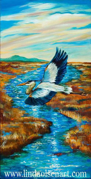 Gliding over the Marsh- original painting by Linda