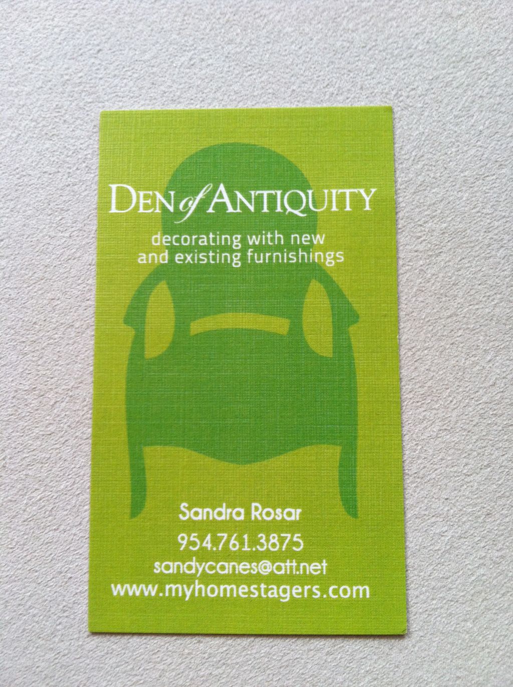 Business card design for  Den of Antiquity