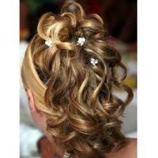 bridal hair 
spiral curled pony with side bangs